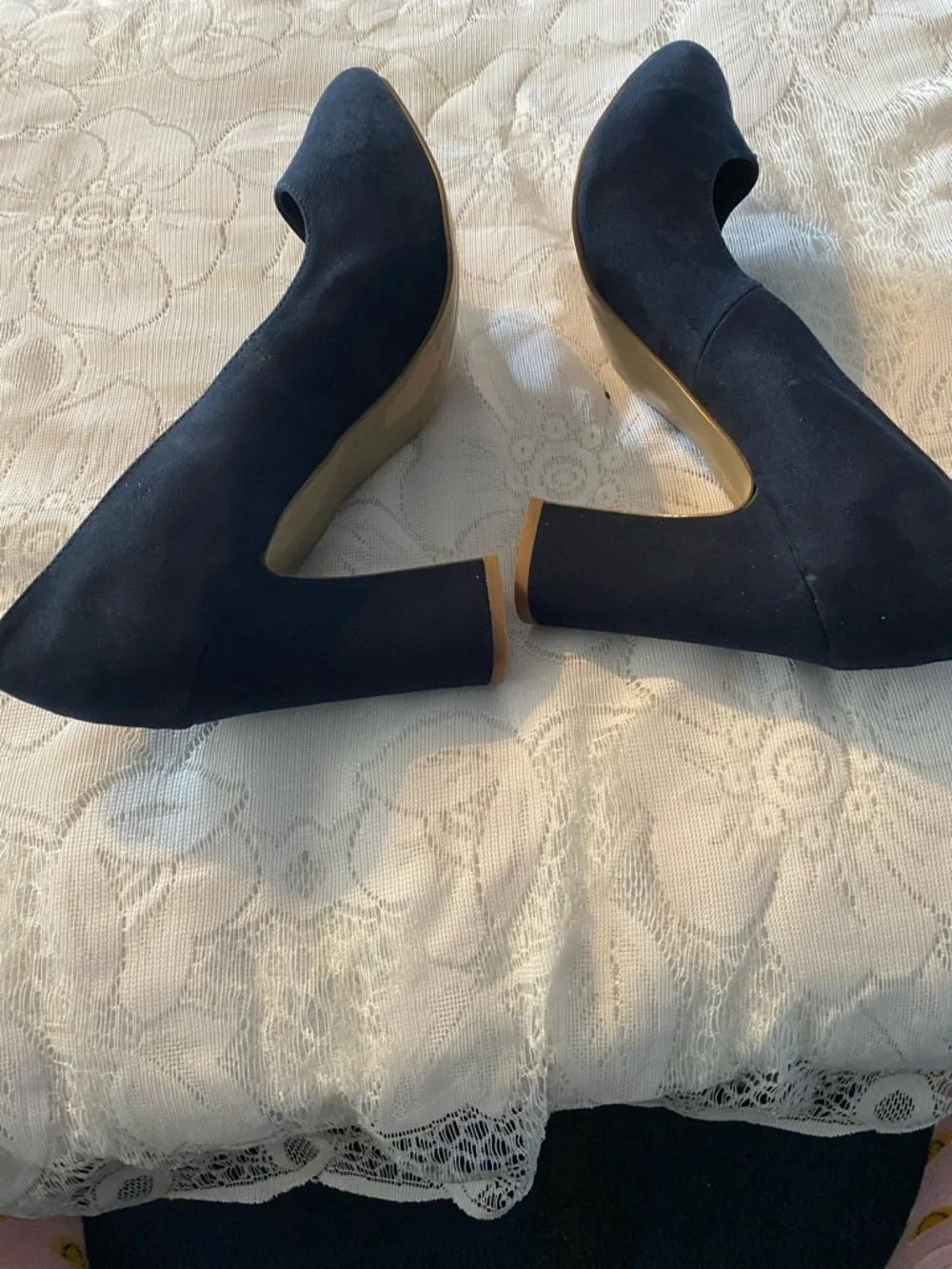 Farylrobin Size 10 Navy Suede Classic Pump Career Wear, Events, Party